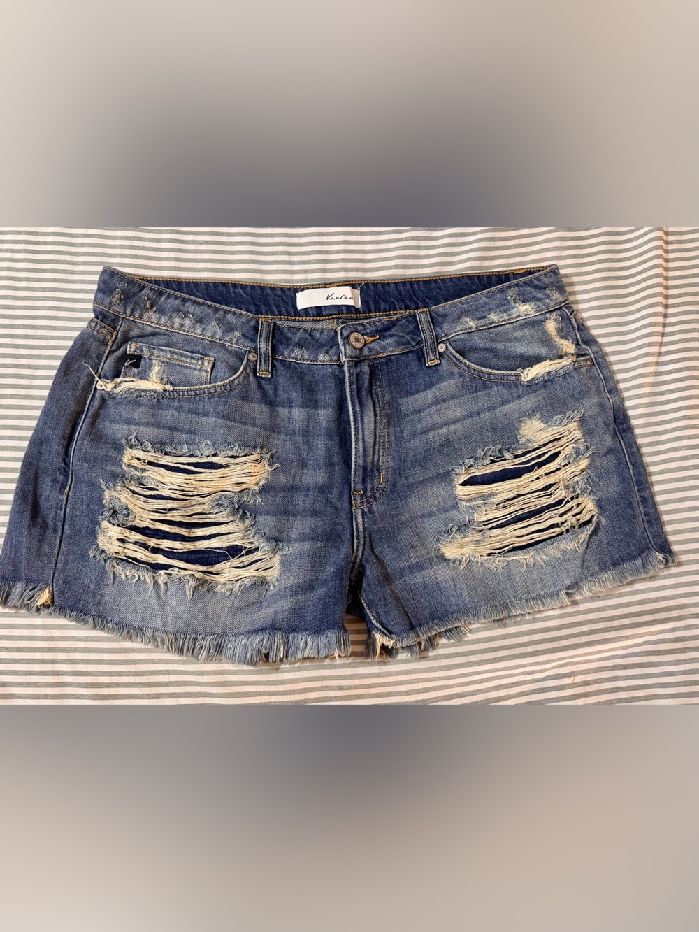 KanCan Ripped Medium Blue Denim Cutoff Shorts
